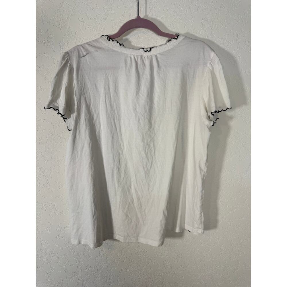 Style & Co White Embroidered Boho Tie Front Top Scalloped Sleeves XXL - Picture 4 of 11